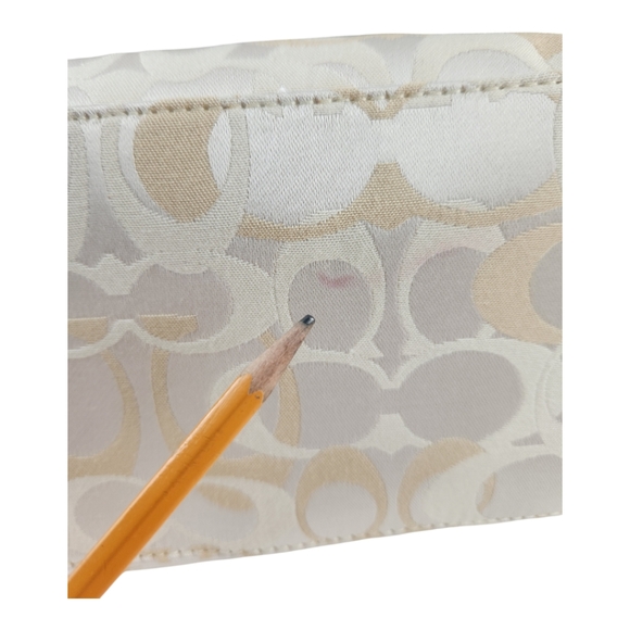 Coach Penelope Signature Cream / Gold Large Shoulder Bag Mom Tote Purse Classy - Picture 11 of 14